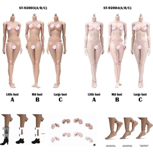 POPTOYS 1/6 92003/92004 Highly Movable Female Body White Skin and Suntan Skin 12" Female Action Figure Body