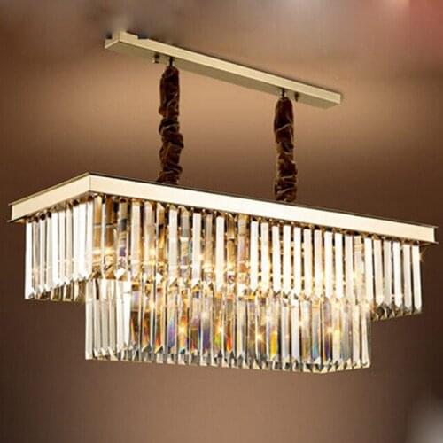 Rectangular Crystal Gold Pendant Light For Dining Room Living Room Bedroom Home Metal Crative LED bulbs