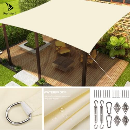 285GSM Rectangle Triangle Sun Shade Sail 98% UV Block Top Outdoor Cover Patio Garden with Hardware Kit Awnings Gazebo Canopy