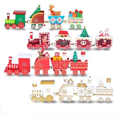 Christmas Wooden Train Merry Christmas Ornaments Christmas Decor For Home Table 2020 Noel Navidad Xmas Gifts Happy New Year 2021