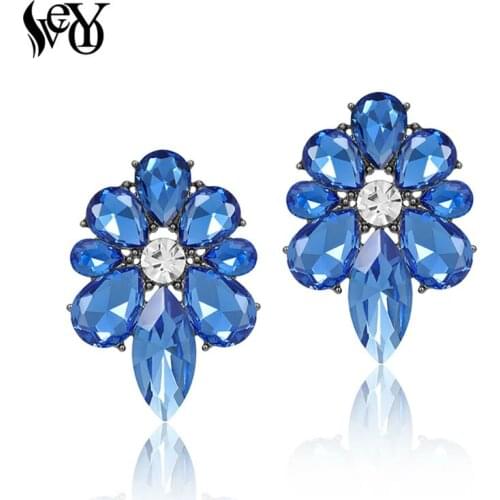 VEYO Snowflake Stud Earrings for Women Shining Round Crystal Earrings Fashion Jewelry Free Shipping Wholesale
