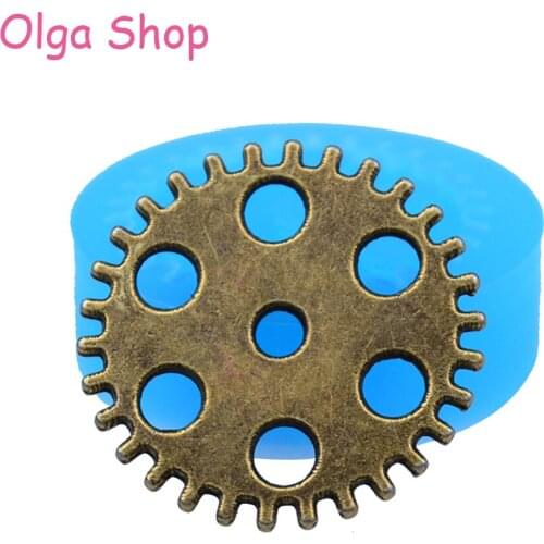 ST004 Gears Steampunk Food Safe Silicone Mold 25mm - Bakeware Air Dry Polymer Clay Cabochon Charms Molds, Mould Food Safe