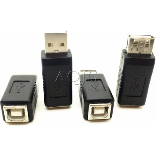 USB printer adapter type A female - type B male black silver tone