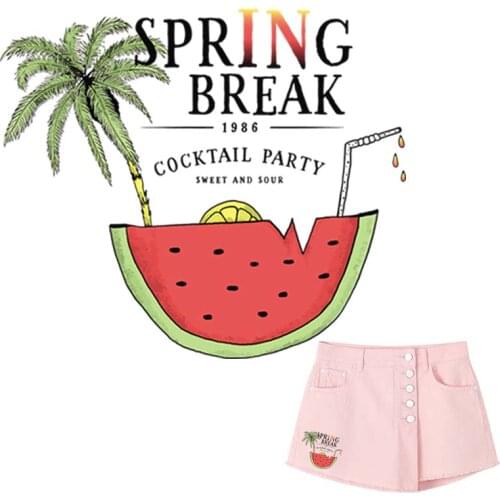 Spring Break Patch T-Shirt Jeans Heat Transfer Badges Accessory Appliques On Clothes Easy Print By Household Irons