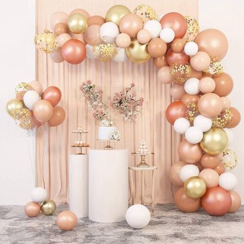 Apricot Gold Confetti Balloon Latex Balloons Arch Kit Garland Baloon Birthday Party Decor Kids Baby Shower Baloons Wedding Bride