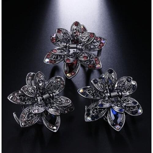 Vintage Big Crystal Flower Hair Claws Wedding Hair Clip Women Hair AccessoriesBarrette Hair Accessories Hair Crab Clamp