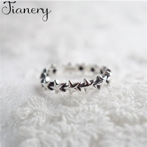 JIANERY Bohemian Retro Silver Color Star Rings For Women Lady Party Jewelry Statement Rings