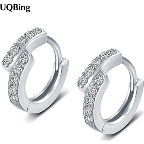 925 Sterling Silver Round CZ Zircon Women Clip Earrings Jewelry Gifts