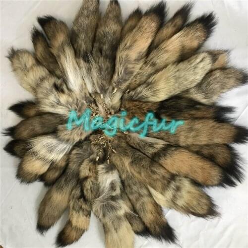 1 Lot Fur Tail Bush wolf coyote tail Real Fur tail Keychain Fur Tassel bag charm Key Ring