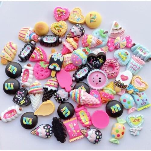 10/20 pcs New resin Mixed Mini cartoon ice-cream cake flat back Cabochon Scrapbook Kawaii DIY Embellishments Accessories F30