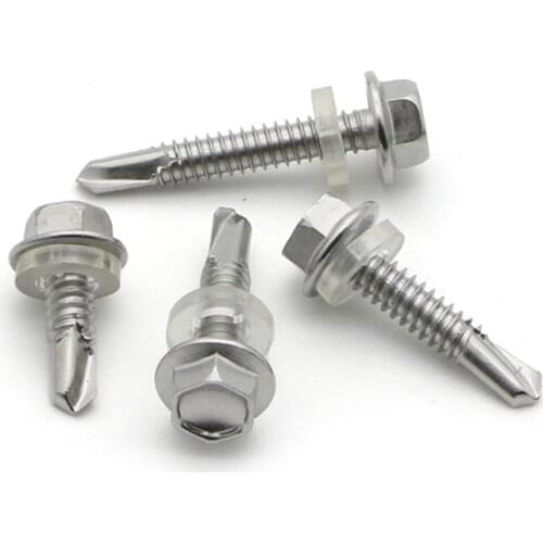 10pcs M5.5 M6.3 Metric Threaded External Hex Hexagon Head Cap Screw Bolt Thread Drilling swallowtail tile screw Stainless Steel