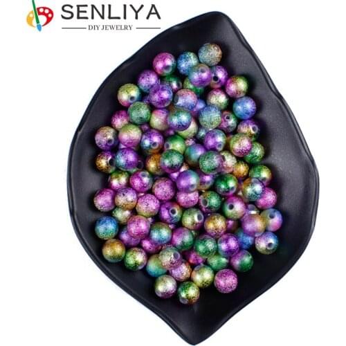 100/200Pcs Loose Spacer Beads for Jewelry Making Diy Bracelets Necklace 6/8/10mm DIY Mixed Colorful Stardust Acrylic Round Beads