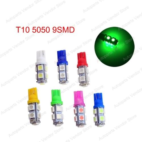 20Pcs Green T10 W5W 5050 9SMD Car Wedge LED Bulbs Replacement Clearance Lamps Door Reading Tail Box License Plate Lights 12V