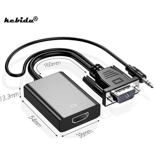 3.5mm Vedio Cable 1080P VGA Male to HDMI-Compatible Female Adapter Converter Audio Output for PC laptop to HDTV Projector ps4
