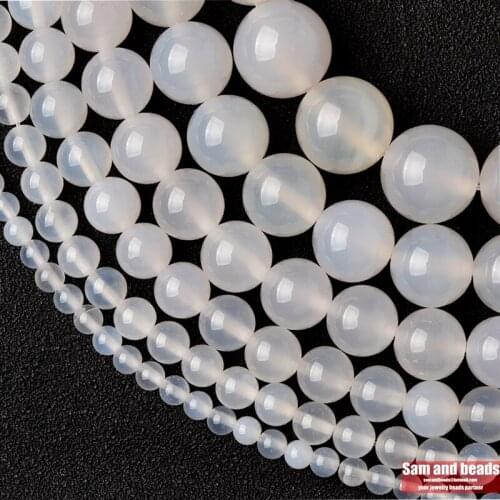 A Grade Natural Stone Clear White Agates Beads For Jewelry Making DIY Bracelet Necklace 4/6/8/10/12mm Strand 15