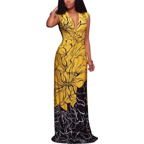African Dress For Women Dashiki African Print Big Size Sleeveless Maxi Dress African Empire Waist 2019 Summer Dresses