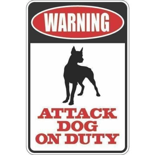 Aluminum Warning Attack Dog On Duty Doberman 8"x12" Metal Novelty Sign Metal Painting Metal Poster 20x30cm Poster Metal Plaque