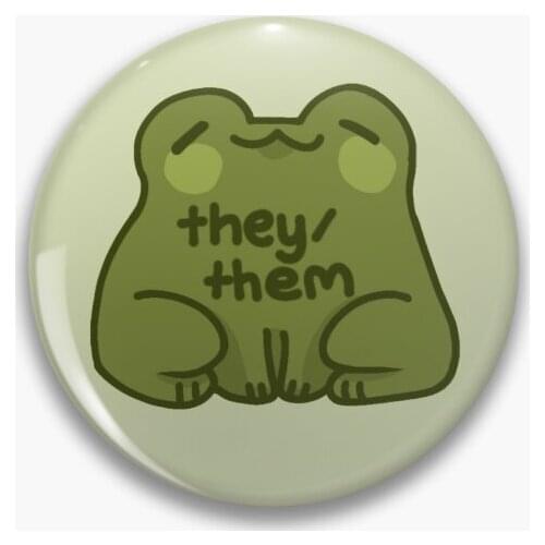 They Them Frog Pronouns Soft Button Pin Cute Creative Lover Brooch Clothes Hat Jewelry Lapel Pin Women Badge Collar Funny Gift