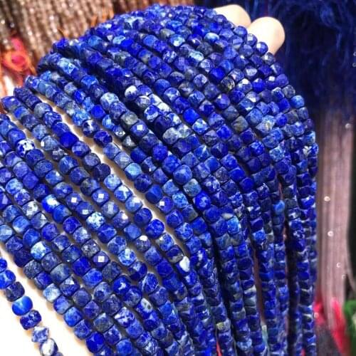 Natural Stone Beads Section Square Lapis lazuli Punch Loose Beads For Jewelry Making DIY Necklace Bracelet Earrings Accessory