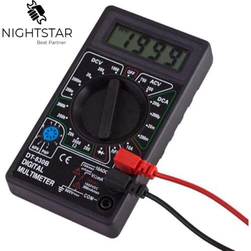 Digital Multimeter DC AC Voltmeter Ammeter Ohm Diode Tester Meter Check and HFE Overload Protection DT830B