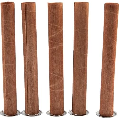 10pcs Wooden Candle Wicks Round Tube Smokeless Candle Cores Replacement With Iron Stand For DIY Candle Making Craft