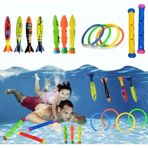 Childrens Swimming Toy Diving Ring Seaweed Diving Stick Water Torpedo Rocket Throwing Toys Summer Game Swimming Pool Toys Gifts