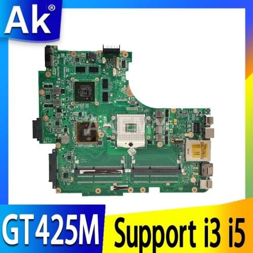 For ASUS Laptop Motherboard N53J N53JF N53JN N53JL N53JG HM55 W/ GT425M 1G 2* RAM Slots Mainboard Support i3 i5 cpu