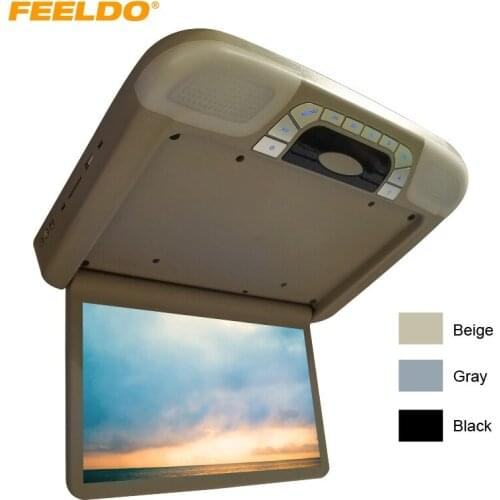 FEELDO DC12V Car Bus 14.1" Roof Mount LCD TFT Monitor with Built-in DVD Player FM USB SD Slot 3-Color #HQ4101