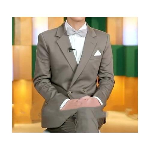 Handsome Groomsmen Groom Tuxedos Mens Wedding Dress Man Jacket Blazer Prom Dinner (Jacket+Pants+Tie) A107