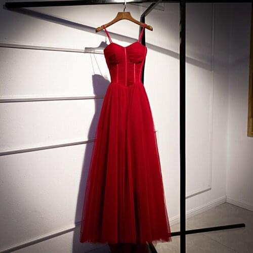 Red Evening Dress 2020 New Fashion Sexy Spaghetti Strap Prom Dress Sweetheart Floor Length Formal Dresses Robe De Soiree
