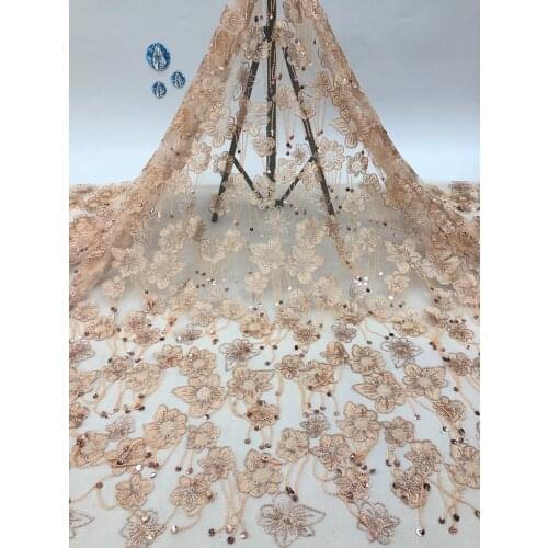 Nigeria Lace Fabric 2021 High-quality Handmade Beaded Tulle African Lace Fabric For Wedding Dress Sewing XB4639