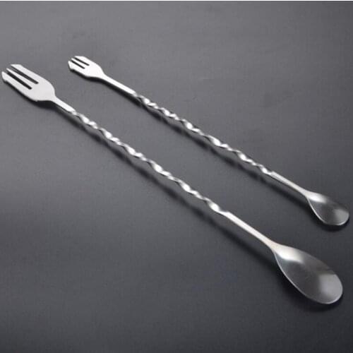 Long Handle Cocktail Mixing Spoon 201 Stainless Steel Spiral Double Head Dual Purpose Stirring Rod Classic Kitchen Bar Tool