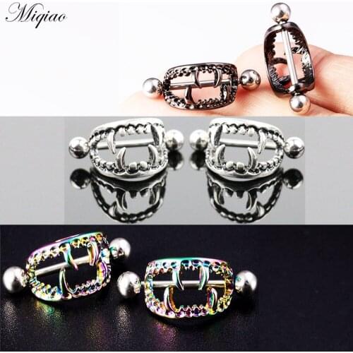 Miqiao 2pcs Fashion Creative Stainless Steel Teeth Milk Ring Exquisite Body Piercing Jewelry
