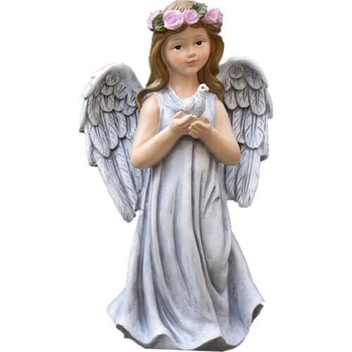 Outdoor Angel Statue Hand Painted Girl Figurine Farm Balcony Yard Decor