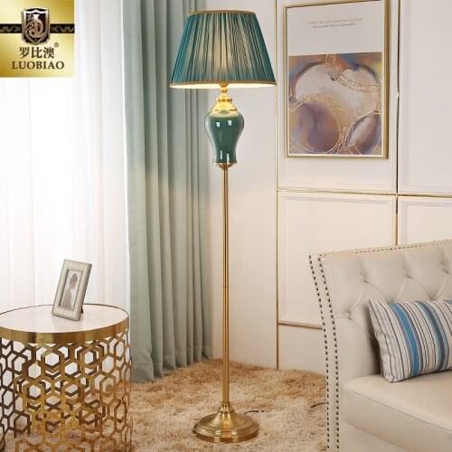 Nordic Modern Green White Ceramic Floor Lamp For Living Room Study Bedroom Bedside Lamp Night Light Simple Light Luxury Lamp