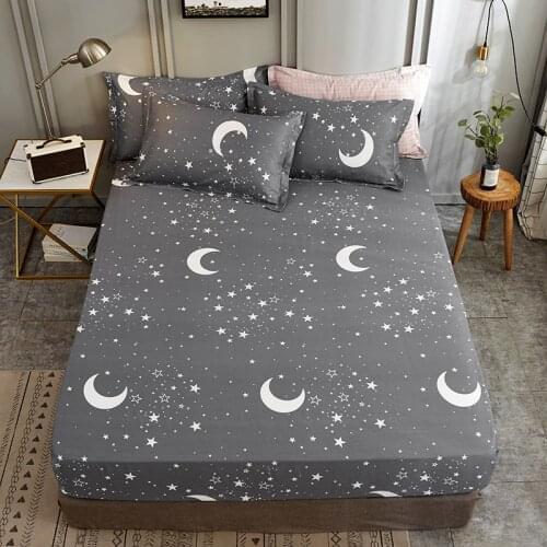 [New product] 1pcs 100%Cotton Printed Fitted Sheet Mattress Cover Four Corners With Elastic Band Bed Sheet