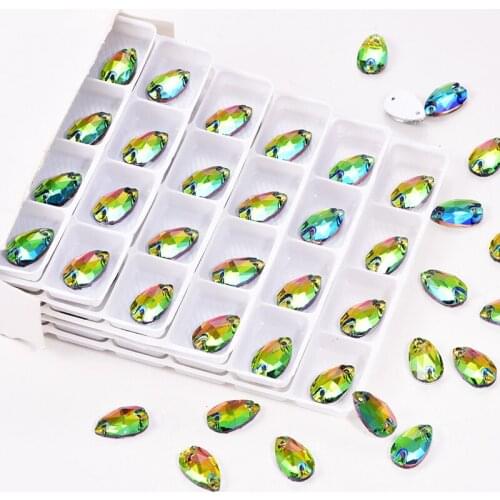 Wholesale Large Package Teardrop Glass Crystal Strass Sew On Rhinestone Flatback Sewing Rhinestone Wedding Dress B3943