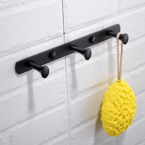 Oval Hook Wall Mounted Black 2/3/4/5/6 Holes Hooks Kitchen Wall Door Coats Clothes Towel Hat Row Hooks Robe Hooks Hanger