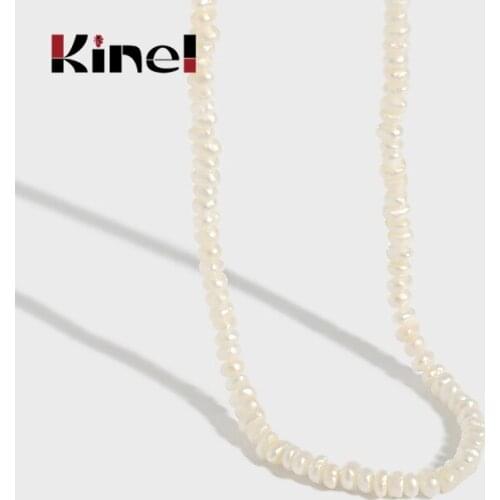 Kinel Baroque Natural Freshwater Pearl Necklace Silver 925 Jewelry for Women Wedding Gifts for The 2021 New Year Trend