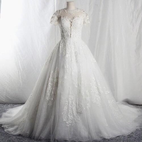 RSW1677 2020 Lace Gelinlik Short Sleeves Wedding Dress A Line Vestidos De Novia