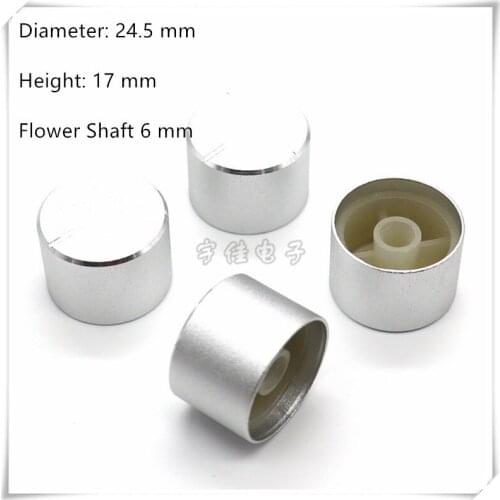 2 Piece 24.5×17MM silver Sand blasting Knob Cap Potentiometer Speed Control Switch Knob Suitable For Flower Shaft 6MM