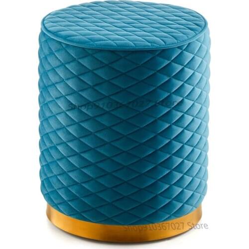 Light Luxury Makeup Stool Household Low Stool Round Stool Ins Net Red Modern Simple Living Room Fabric Sofa Stool