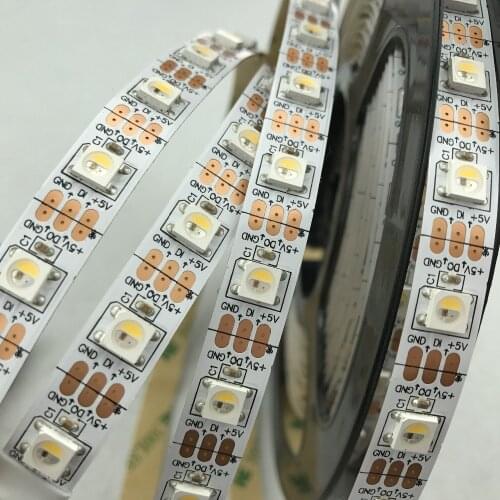 SK6812-RGBW(natural white) led addressable strip;60leds/m with 60pixels/m;non-waterproof;4m long;DC5V input;WHITE PCB