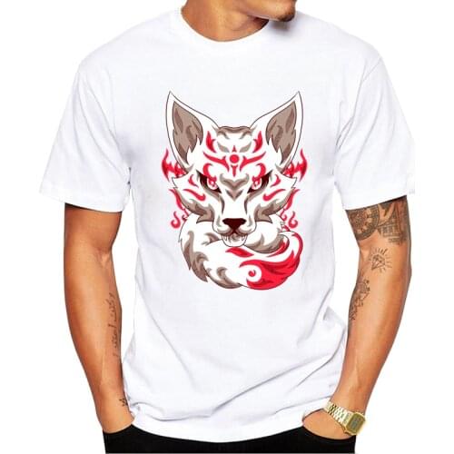 TEEHUB Newest Kitsune Men T-Shirt Funny Fox Printed t shirts Short Sleeve Casual Hipster Tshirts Fashion Anime Tee