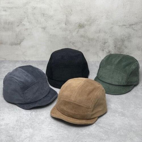 Corduroy 5 Panel Camp Cap Baseball Cap Sun Dad Hat Men Women Ladies Trucker Visor Hip Hop Harajuku Winter Short Brim Snapback
