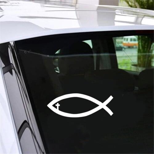 Jesus Fish Christian Cross Sticker Vinyl Decal Car Window Wall Bumper Xmas Gift Automobiles