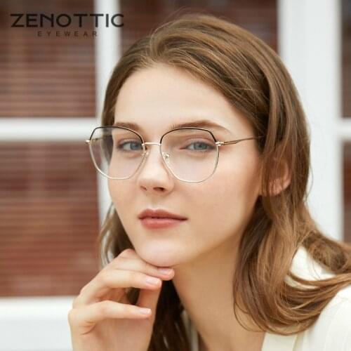 ZENOTTIC Oversized Alloy Square Clear Glasses Frame For Women Vintage Big Frame Eyewear Myopia Prescription Optical Eyeglasses