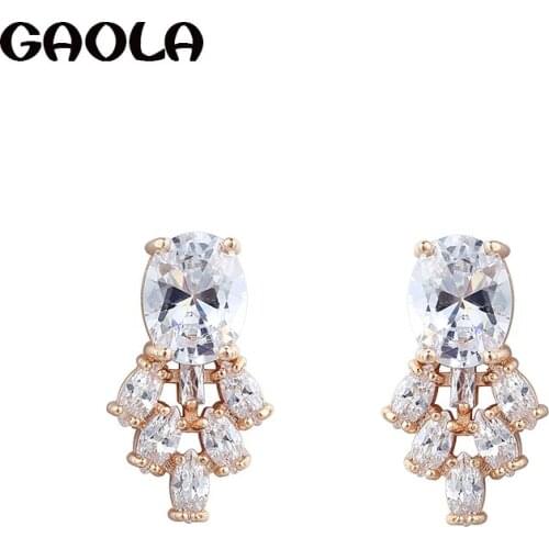 GAOLA Irregular Fashion Stud Earrings Shiny Fashion Ladies Premium Stud Earrings Cubic Zirconia Inlaid Small Earring E5309Y