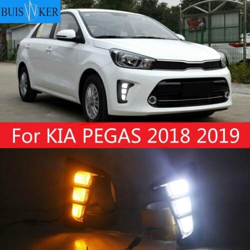 2PCS For KIA PEGAS 2018 2019 LED DRL Daytime Running Lights Daylight Fog Lamp Decoration Signal Lamp