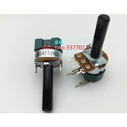 2pcs/lot NOBLE switch Potentiometer RK16 type Single 152K rotation With switch With stepping 8 points Axis length 25mm